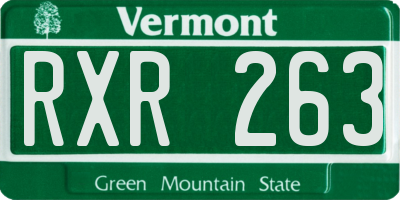 VT license plate RXR263