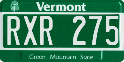 VT license plate RXR275