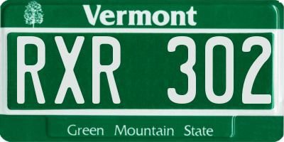 VT license plate RXR302