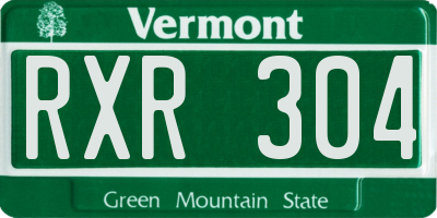 VT license plate RXR304