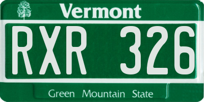 VT license plate RXR326