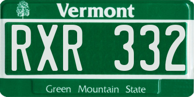 VT license plate RXR332