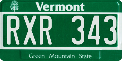 VT license plate RXR343
