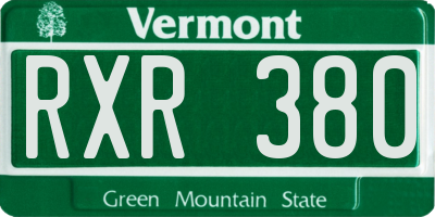 VT license plate RXR380