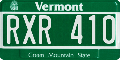 VT license plate RXR410