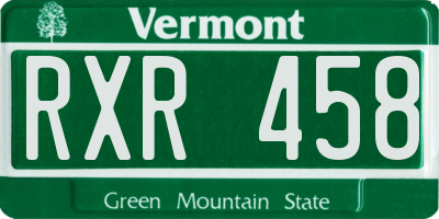 VT license plate RXR458