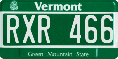 VT license plate RXR466