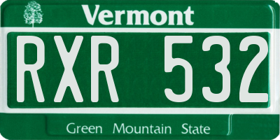 VT license plate RXR532