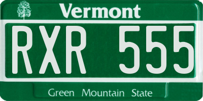 VT license plate RXR555