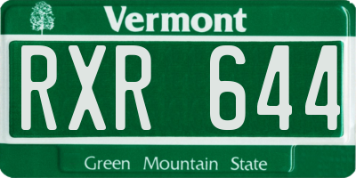 VT license plate RXR644