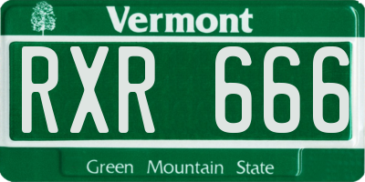 VT license plate RXR666