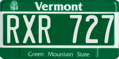 VT license plate RXR727