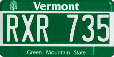 VT license plate RXR735