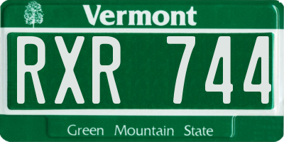 VT license plate RXR744