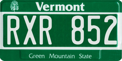 VT license plate RXR852