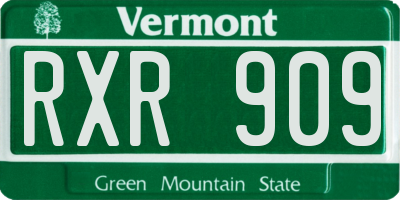 VT license plate RXR909