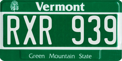 VT license plate RXR939