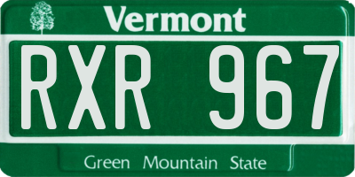 VT license plate RXR967