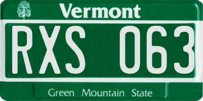 VT license plate RXS063