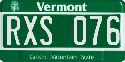 VT license plate RXS076