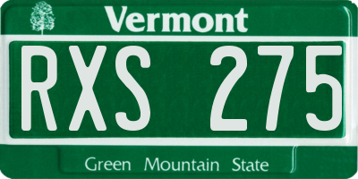 VT license plate RXS275