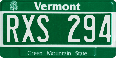 VT license plate RXS294