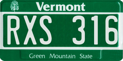 VT license plate RXS316