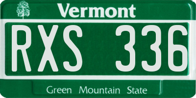 VT license plate RXS336