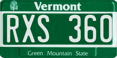 VT license plate RXS360