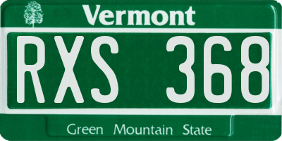 VT license plate RXS368