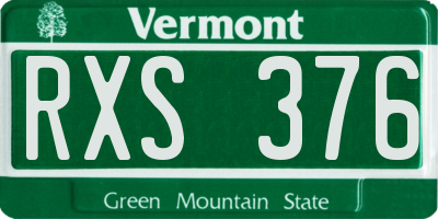 VT license plate RXS376