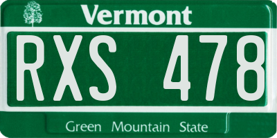 VT license plate RXS478