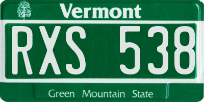 VT license plate RXS538