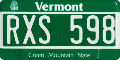 VT license plate RXS598