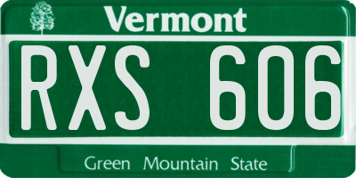 VT license plate RXS606