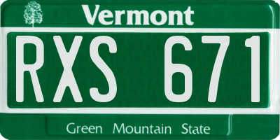 VT license plate RXS671