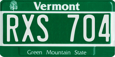 VT license plate RXS704