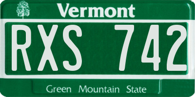 VT license plate RXS742