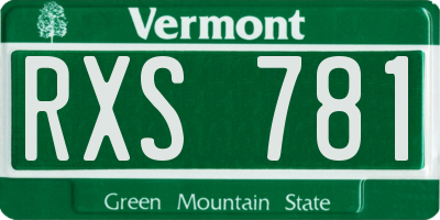 VT license plate RXS781