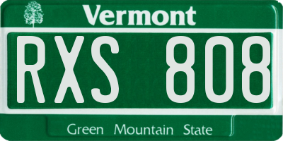 VT license plate RXS808