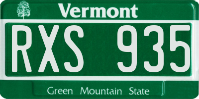 VT license plate RXS935