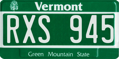 VT license plate RXS945