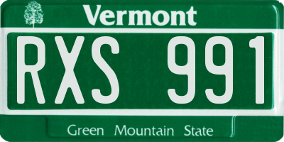 VT license plate RXS991