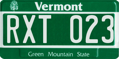 VT license plate RXT023
