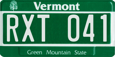 VT license plate RXT041