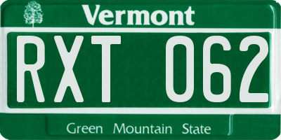VT license plate RXT062