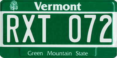 VT license plate RXT072