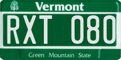 VT license plate RXT080