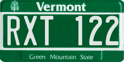 VT license plate RXT122