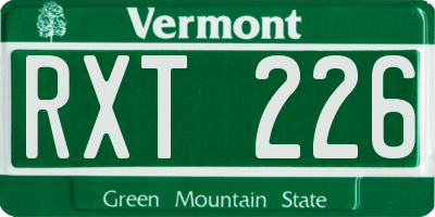 VT license plate RXT226